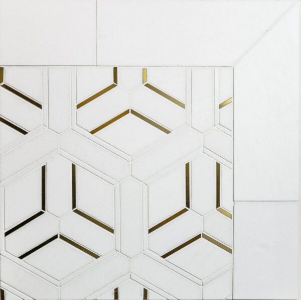 Jeffrey Court Chapter 7 patterned gold and white high-end tile